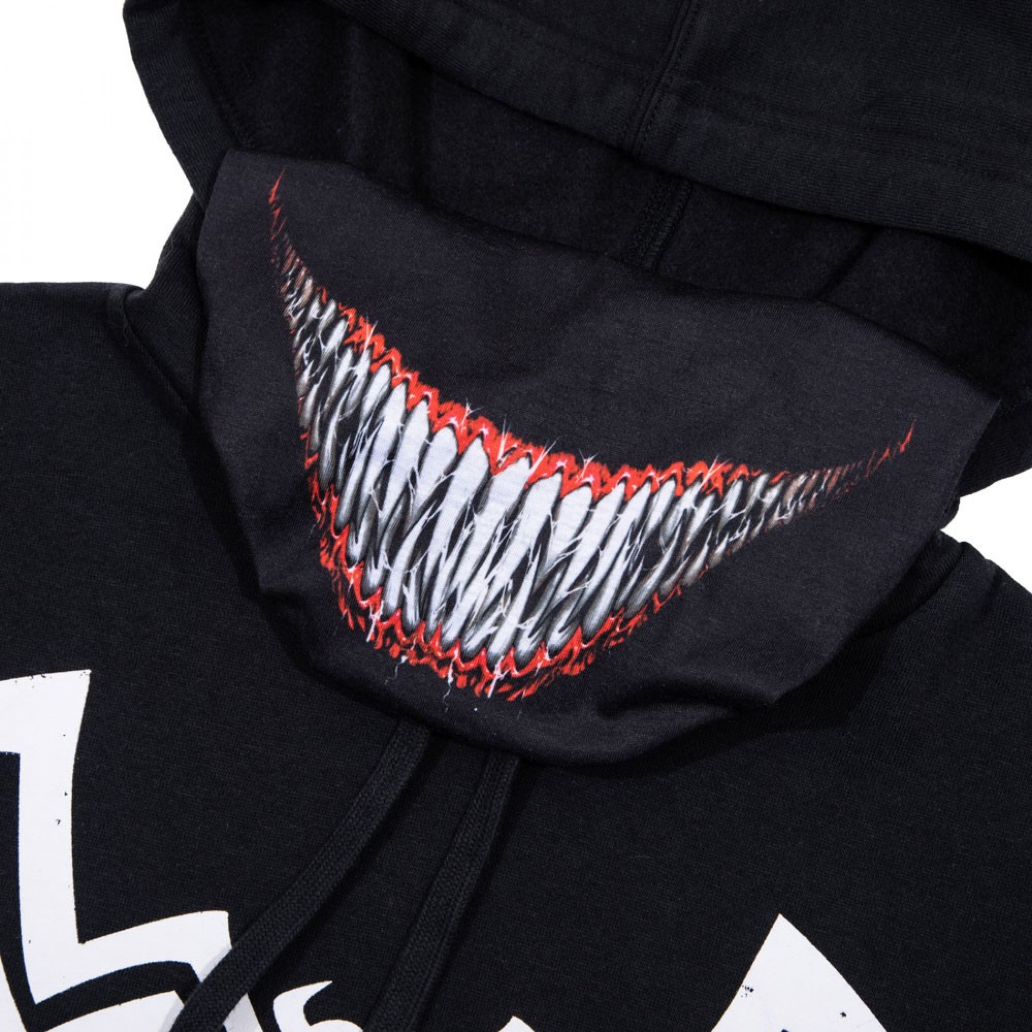 Marvel Venom Symbol Hoodie with Built-in Smile Face Mask Gaiter